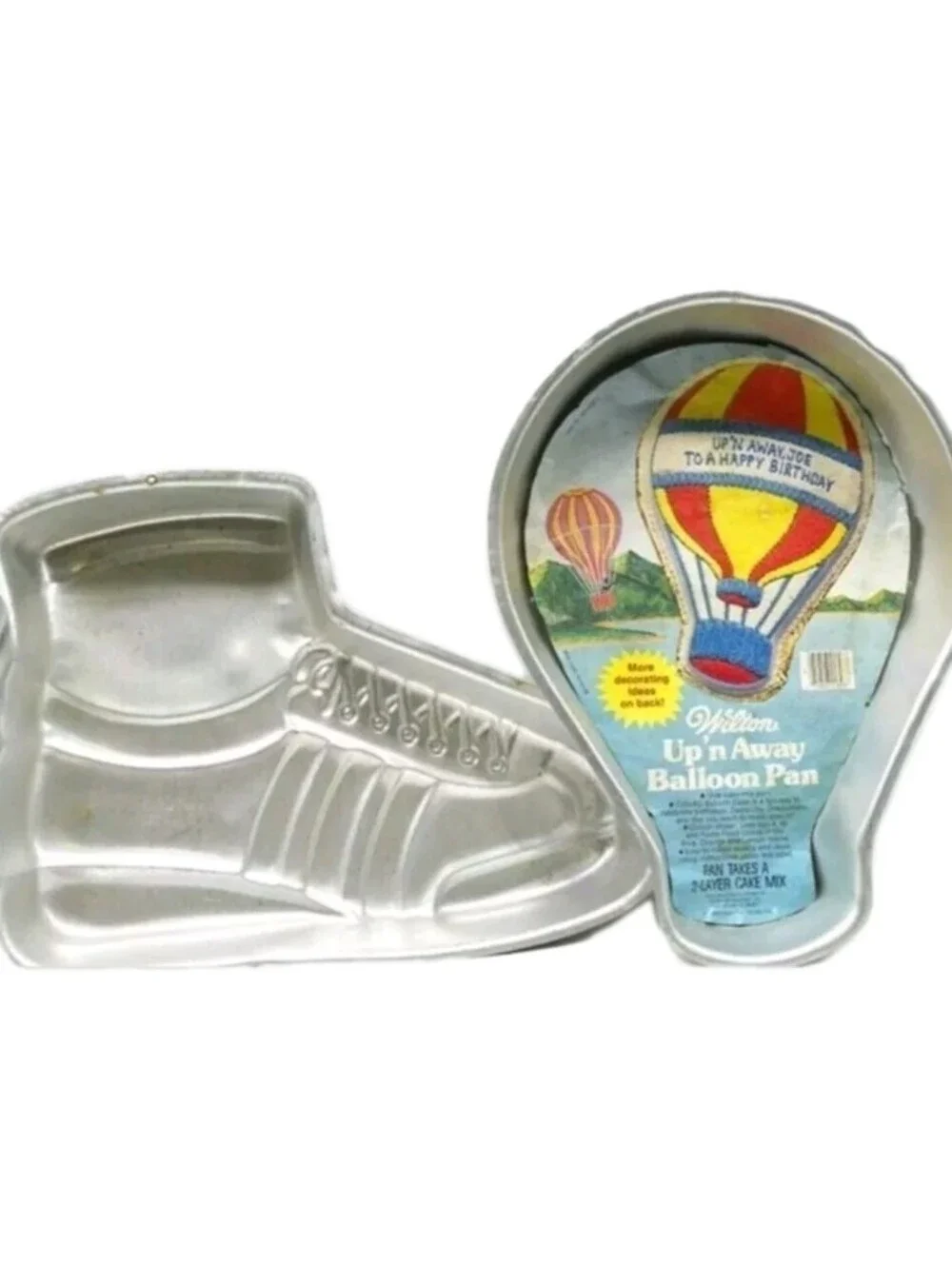 Lot of ( 2 ) Vintage Wilton Cake Pans - Sneaker And Hot Air Balloon Vintage